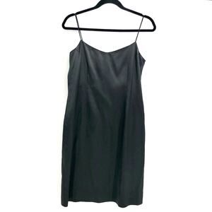 Rickie Freeman Teri Jon Black Slip Dress LBD Satin Spaghetti Strap Y2K Size 10